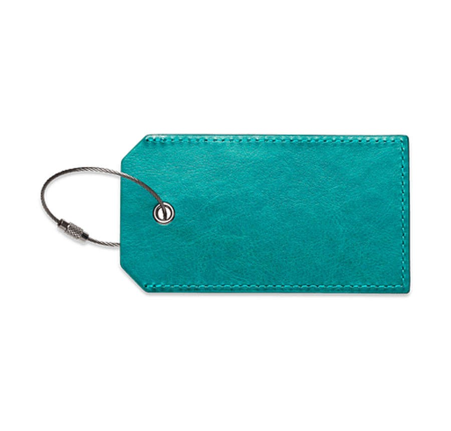 Debossed Leeman Venezia Sightseer Faux Leather Luggage Tag in Teal