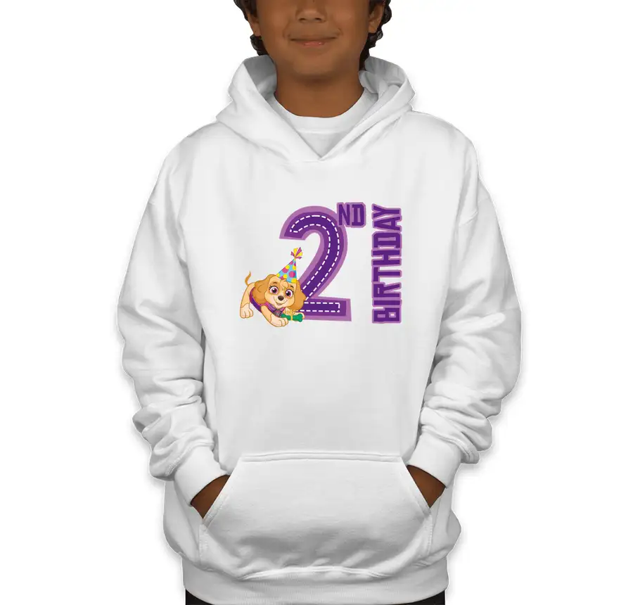 Paw Patrol - Birthday Skye - 2nd Birthday - Gildan Youth Midweight 50/50 Pullover Hoodie