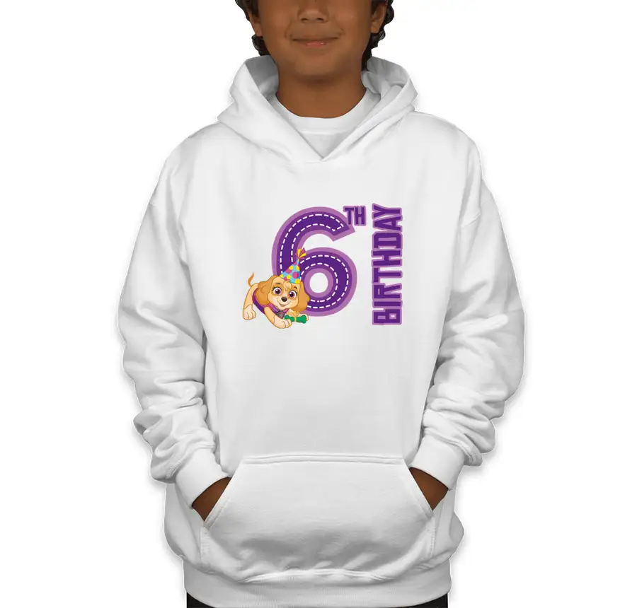 Paw Patrol - Birthday Skye - 6th Birthday - Gildan Youth Midweight 50/50 Pullover Hoodie