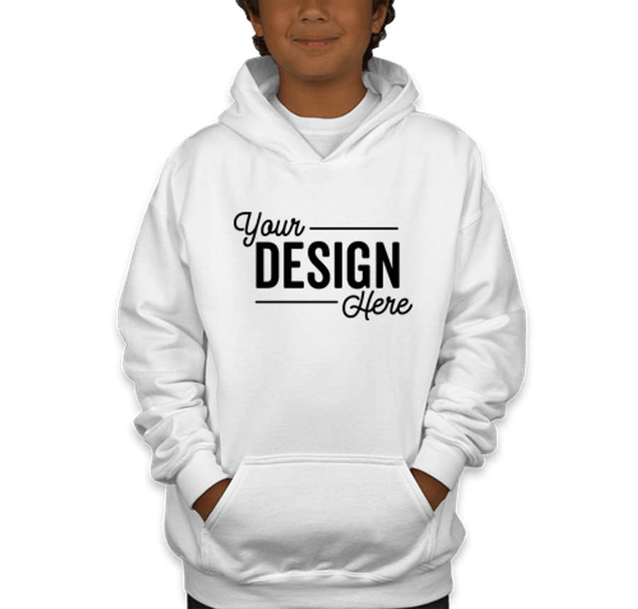 Canada - Gildan Youth Midweight 50/50 Pullover Hoodie in White