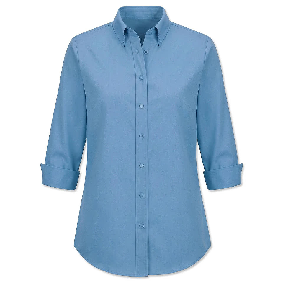 Blue Generation Women’s Studio Poplin 3/4 Sleeve Swing Shirt - Printed