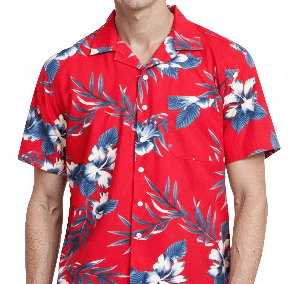 Blue Generation Hibiscus Print Short Sleeve Camp Shirt-default