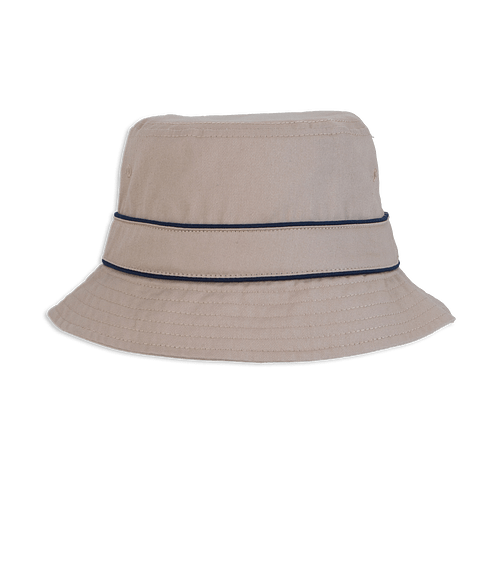Cotton Bucket Hat with Trim in Khaki
