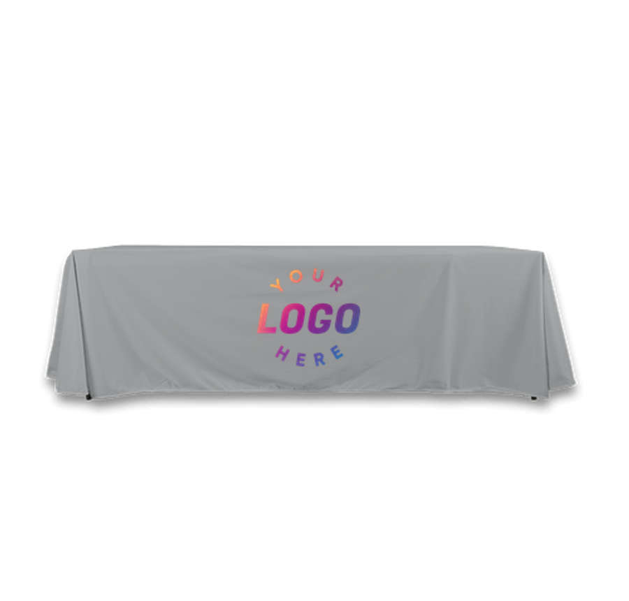 Full Color 8' LazerLine Throw Tablecloth in Grey
