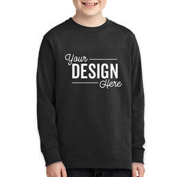 Port & Company Youth Core Cotton Long Sleeve T-shirt - Color: Jet Black