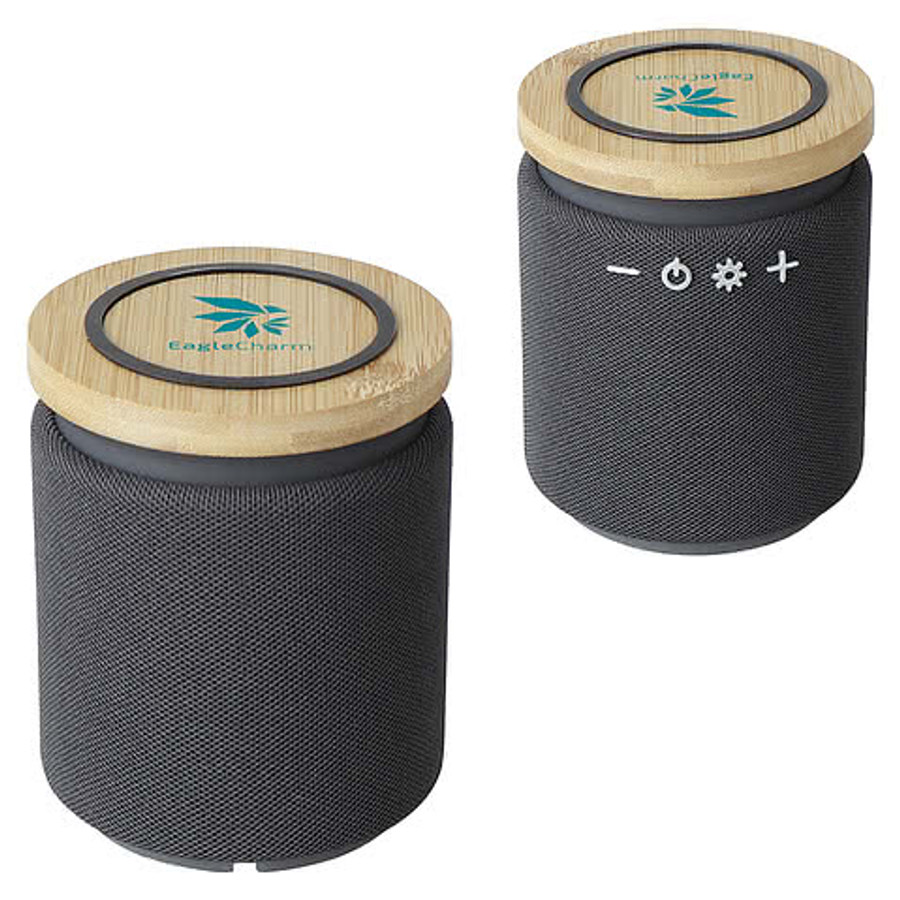 Bamboo Wireless Speaker & 10W Wireless Charger in Gray