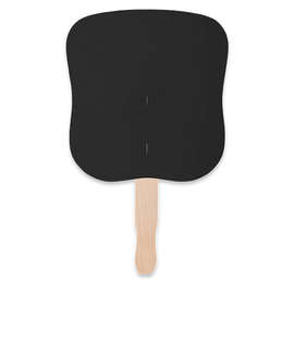 Full Color Hourglass Shaped Hand Fan - Color: Black