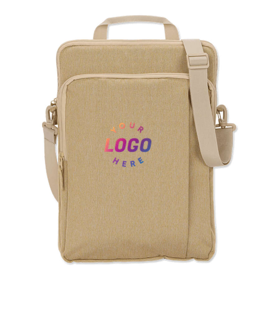 Vertical Recycled 15" Computer Messenger Bag in Tan