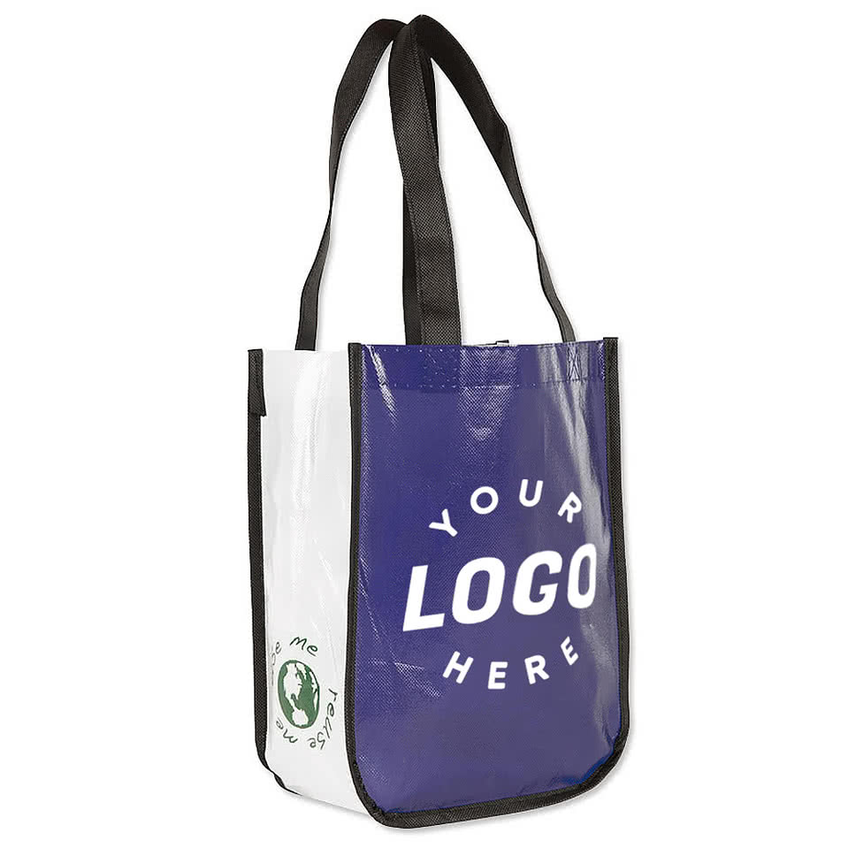 Design Custom Printed Contrast Small Laminated Shopper Totes Online at CustomInk