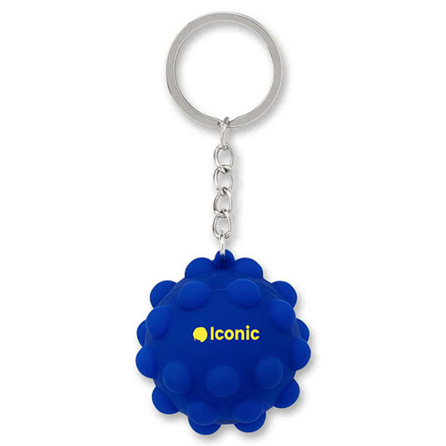 Recycled Push Pop Bubble Ball Fidget Keychain in Black