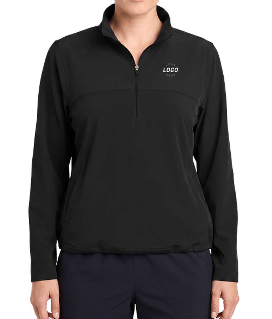 Sport-Tek Women's Repeat Quarter Zip Performance Shirt in Black