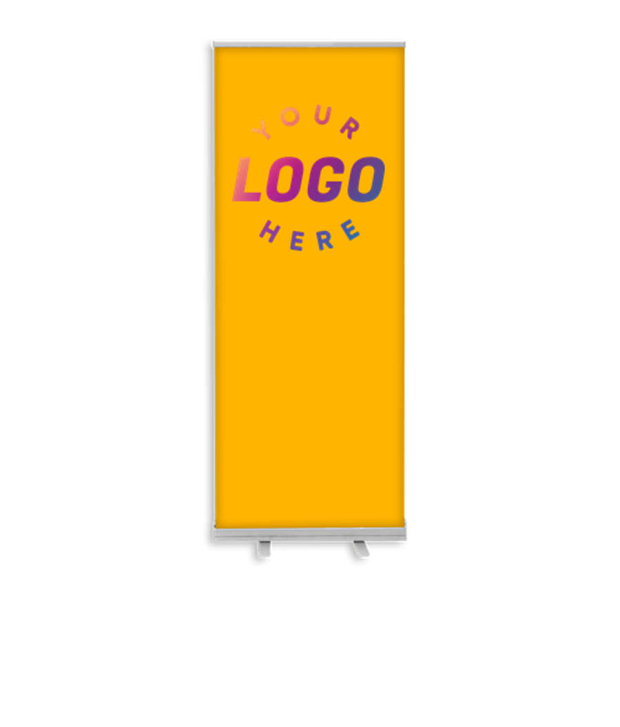 Full Color 31.5" x 83.5" Promotional Retractable Banner Kit in Athletic Gold / Silver