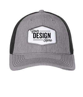 Ahead Brant Snapback Trucker Hat with White Hexagon Patch - Color: Carbon Linen / Black