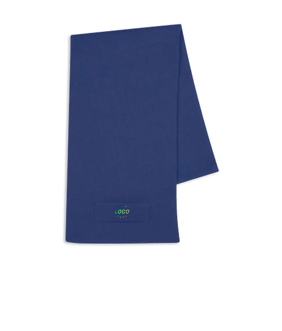 Knit Scarf with Cotton Twill Patch in Royal Blue