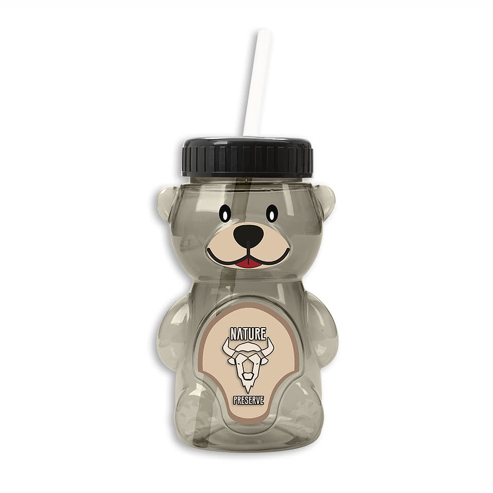 20 oz. Cubbie Bear Water Bottle with Straw