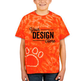 Dyenomite Youth Paw Print Tie-Dye T-shirt - Color: Orange