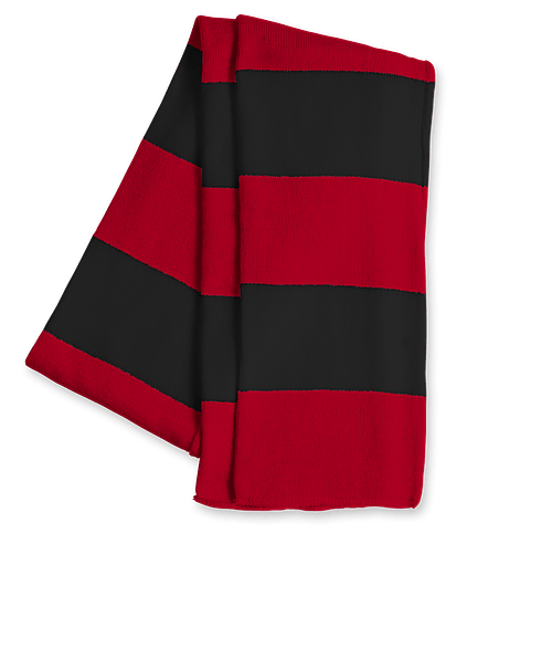Sportsman Rugby Knit Scarf in Red / Black