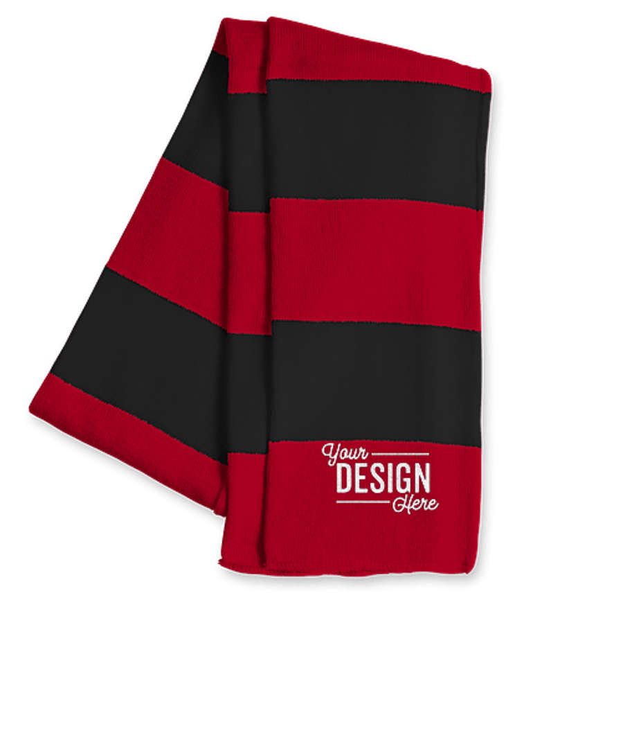 Sportsman Rugby Knit Scarf in Red / Black