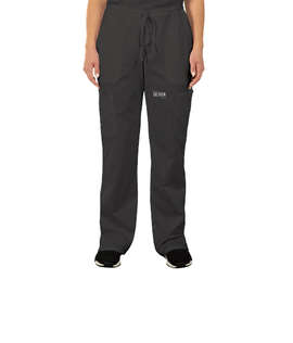 Cherokee Workwear Revolution Women's Drawstring Cargo Scrub Pant - Color: Pewter