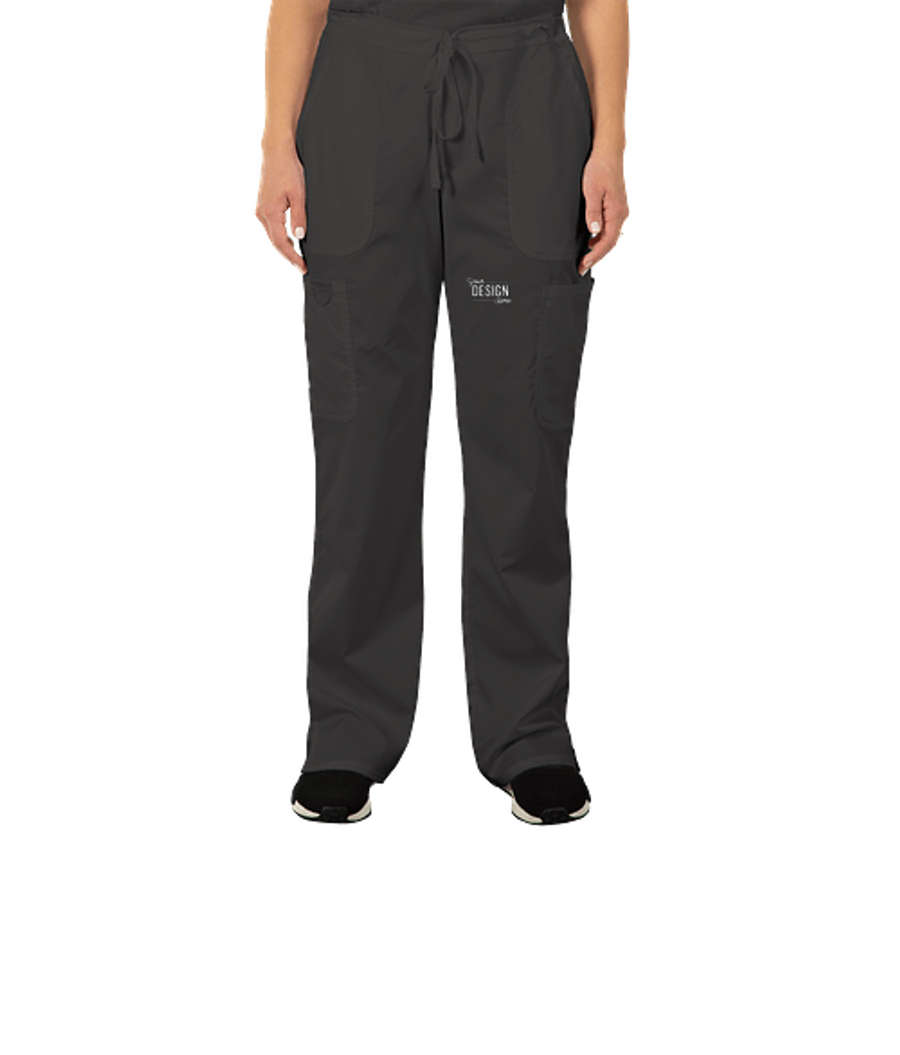 Cherokee Workwear Revolution Women's Drawstring Cargo Scrub Pant in Pewter