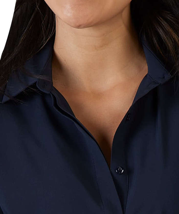 executive cut dress shirts Women's Executive 4-Way Stretch Solid Button Up White/Gray / XS