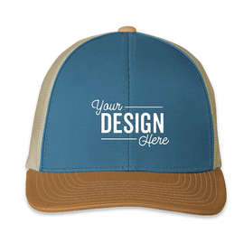 Pacific Headwear Snapback Trucker Hat - Color: Ocean Blue / Amber Gold / Beige