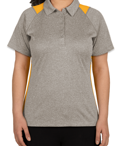 Sport-Tek Women's Contrast Performance Polo in Vintage Heather / Gold