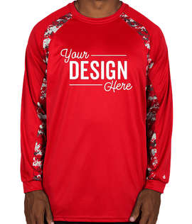 Badger Digital Camo Long Sleeve Performance Shirt - Color: Red / Red