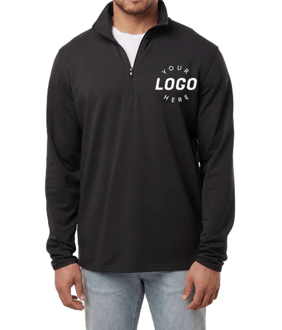 Independent Trading French Terry Quarter Zip Pullover in Black