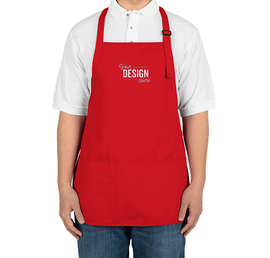 Port Authority Stain Release Medium Length Apron - Embroidered - Color: Red