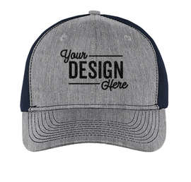 Port Authority Snapback Trucker Hat - Color: Heather Grey / Rich Navy
