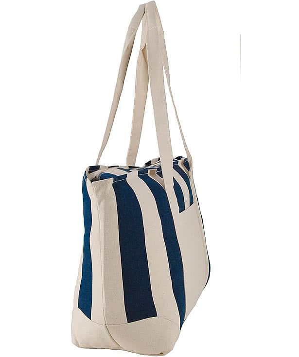 Large Striped Canvas Tote Bag