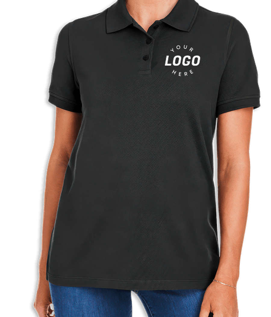 Harriton Women's Valiant Cotton Snag Protect Pique Polo - Printed in Black