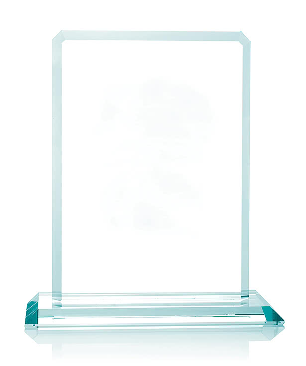 Laser Engraved Clipped Jade Crystal Award