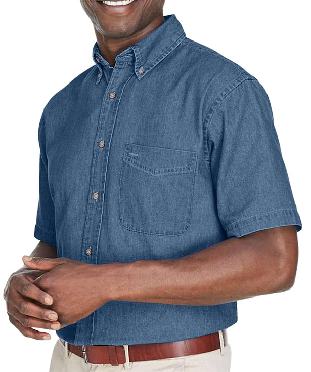 Harriton Denim Short Sleeve Button Down Shirt