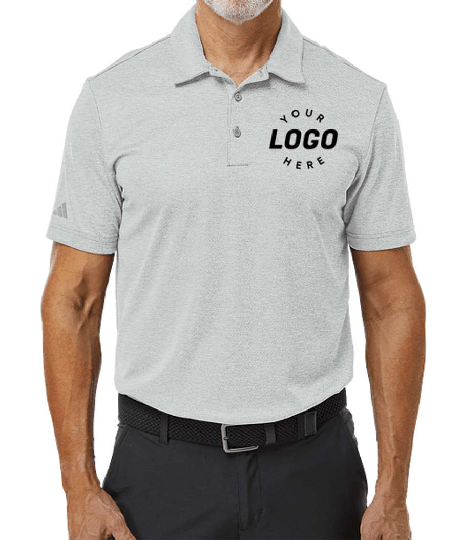 Adidas Space Dyed Recycled Performance Polo - Printed in Grey One Heather