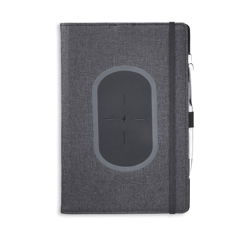 Debossed Walton Wireless Charging Hard Cover Notebook-default