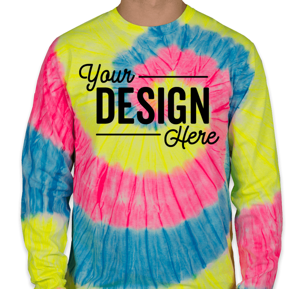 Custom Port & Company Tie-Dye Long Sleeve T-shirt - Design