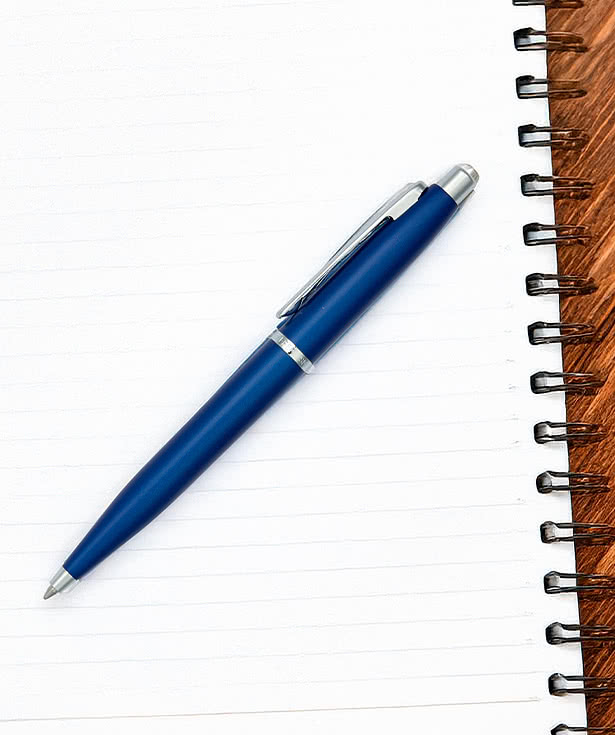 Laser Engraved Sheaffer VFM Blue Ballpoint Pen (black ink)