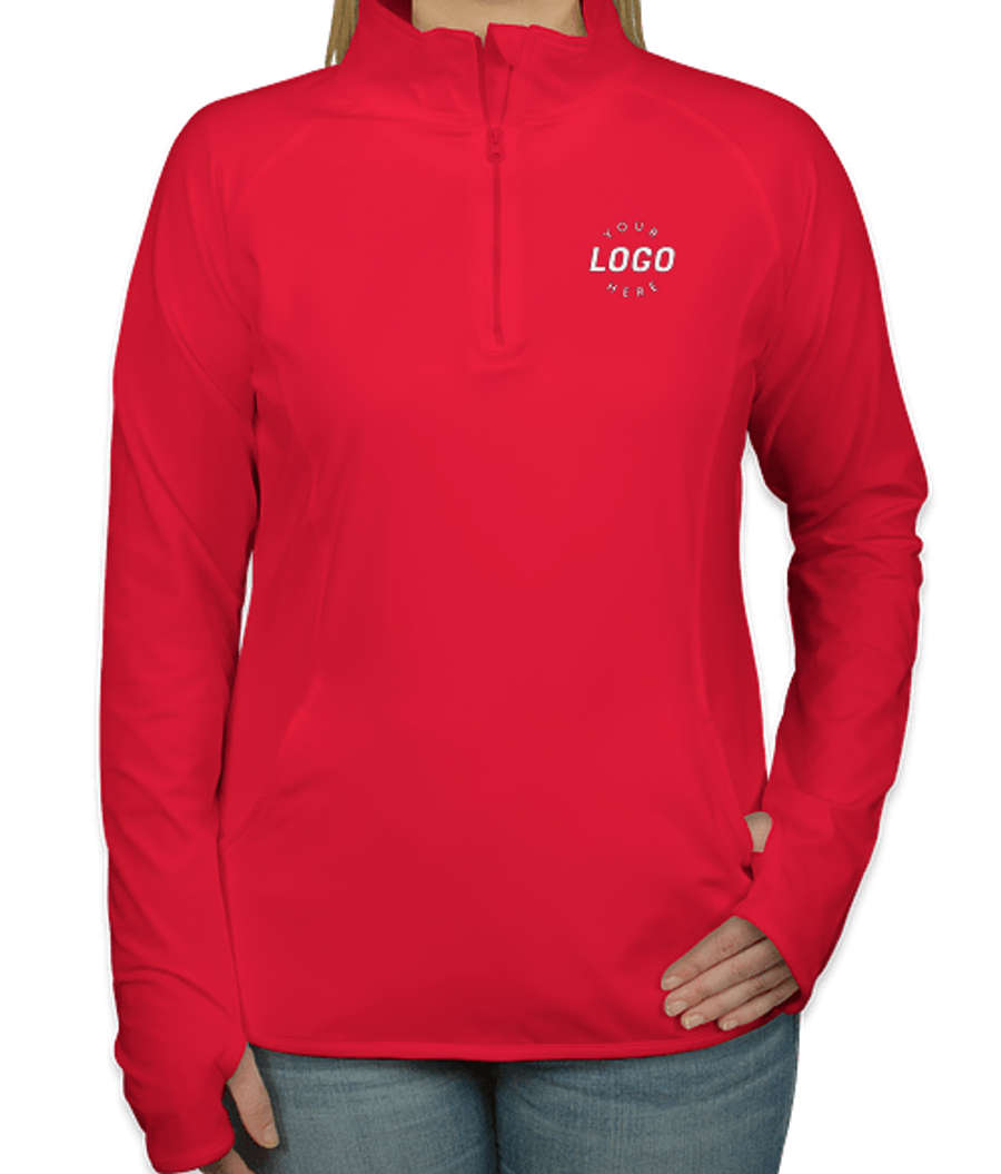 Sport-Tek Women's Performance Quarter Zip Pullover - Embroidered in True Red