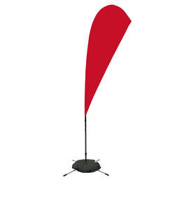 Full Color 8’ Streamline Teardrop Flag with Cross Base - Color: Red