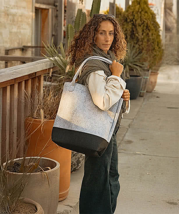Out of The Woods Felt Colorblock Tall Tote Bag