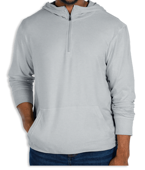 Charles River Pulse Hooded Quarter Zip Performance Shirt in Heather Grey