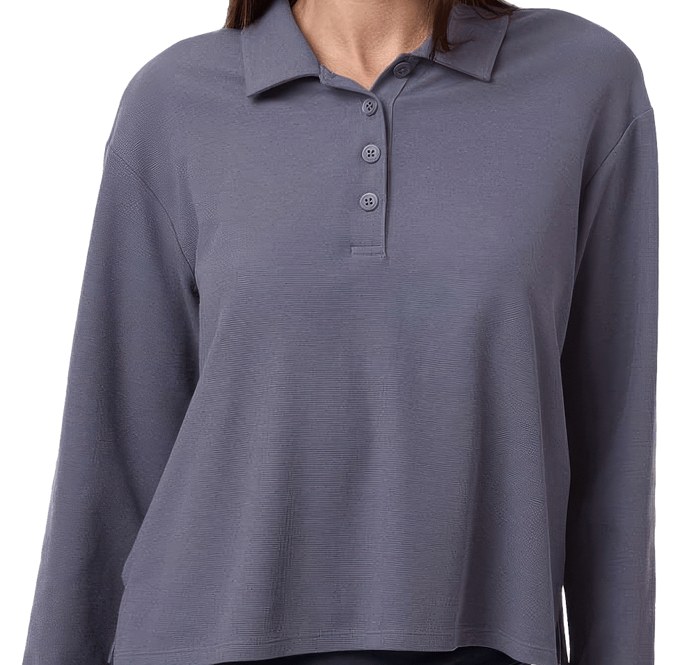 Adidas Women's Beyond Micro Waffle Long Sleeve Polo - Embroidered-default