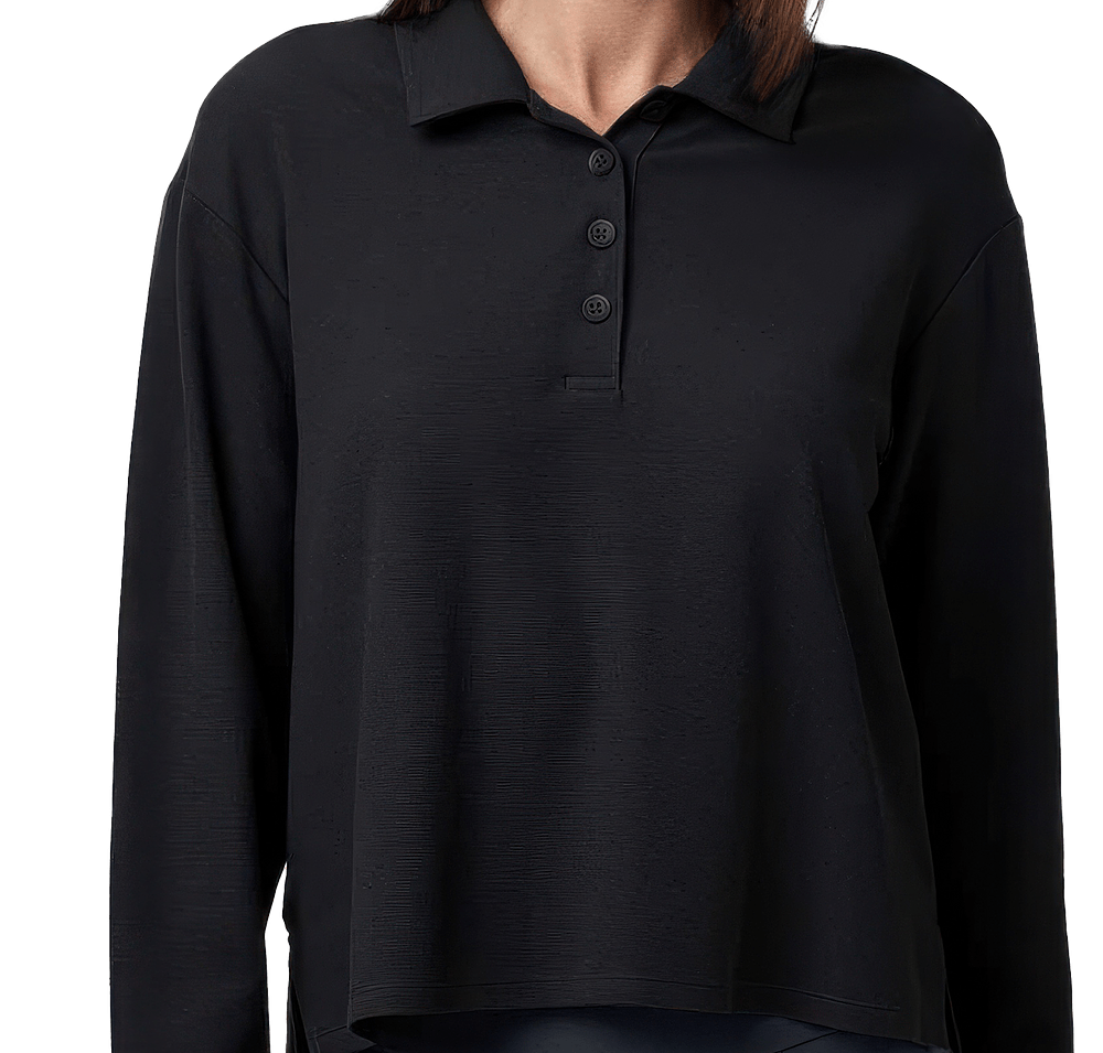 Adidas Women's Beyond Micro Waffle Long Sleeve Polo - Printed-default