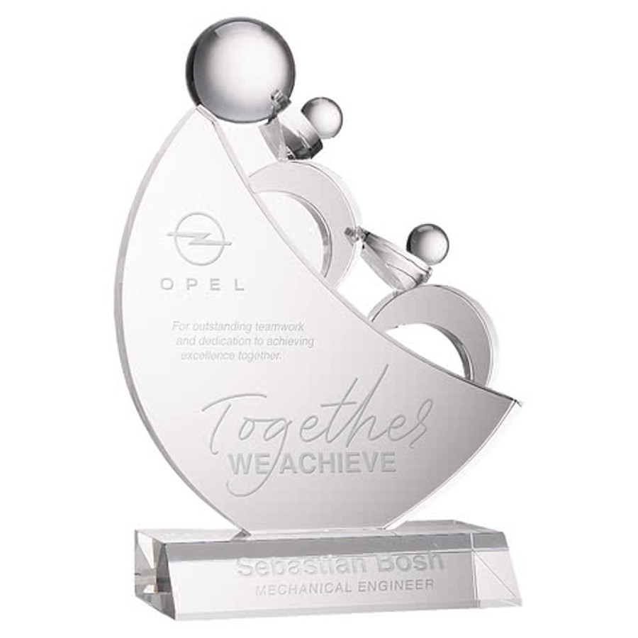 Laser Etched Teamwork Award in Clear