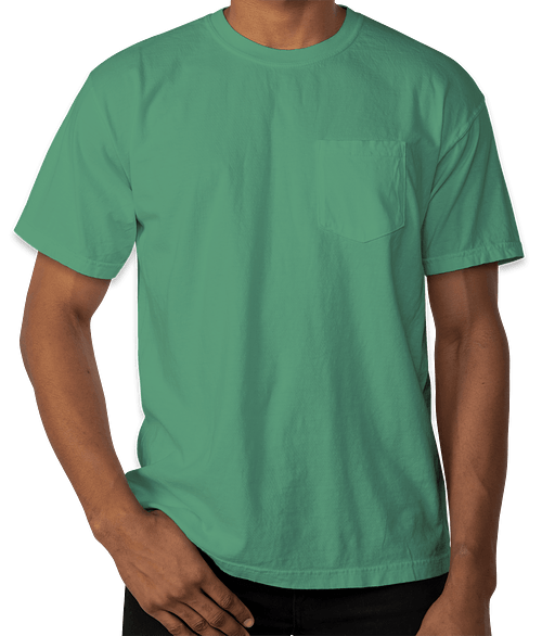 Comfort Colors 100% Cotton Pocket T-shirt - Embroidered in Island Green