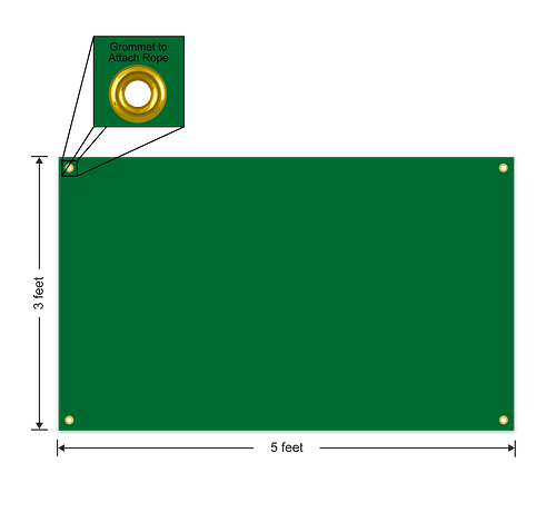 Full Color 5' x 3' Vinyl Banner - Color: Kelly Green