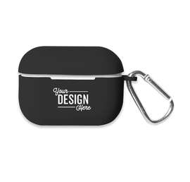 Laser Engraved Earbud Case Cover with Carabiner - Color: Black
