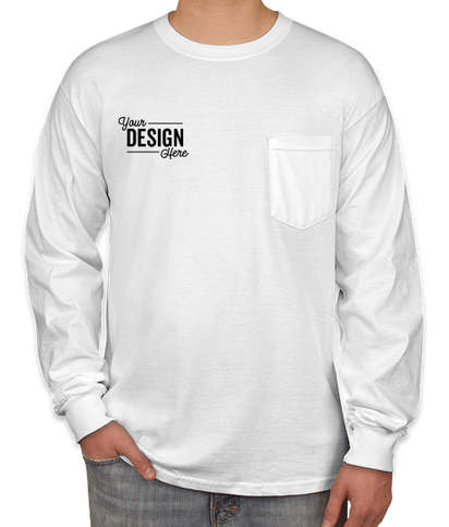 Canada - Gildan Ultra Cotton Long Sleeve Pocket T-shirt - White
